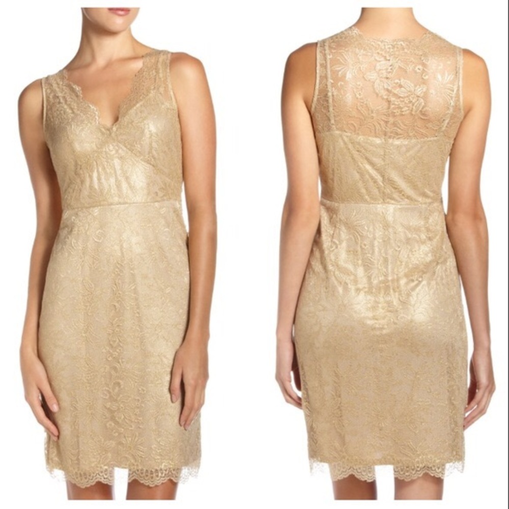 BCBG Gold Lace dress Size 8 NWT